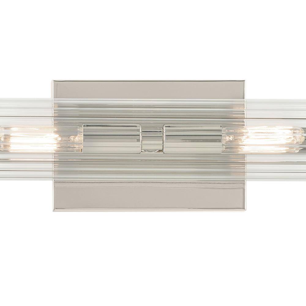 Polished Nickel Cylinder Wall Sconce with Clear Fluted Glass