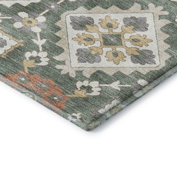Mayfield Premium Machine Washable Abstract AMF2200 Green 10 ft. x 14 ft. Area Rug