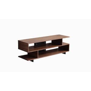 59 in. W Brown Walnut Finish TV Stand Fits TV's up to 65 in. with - Levels of Open Shelves