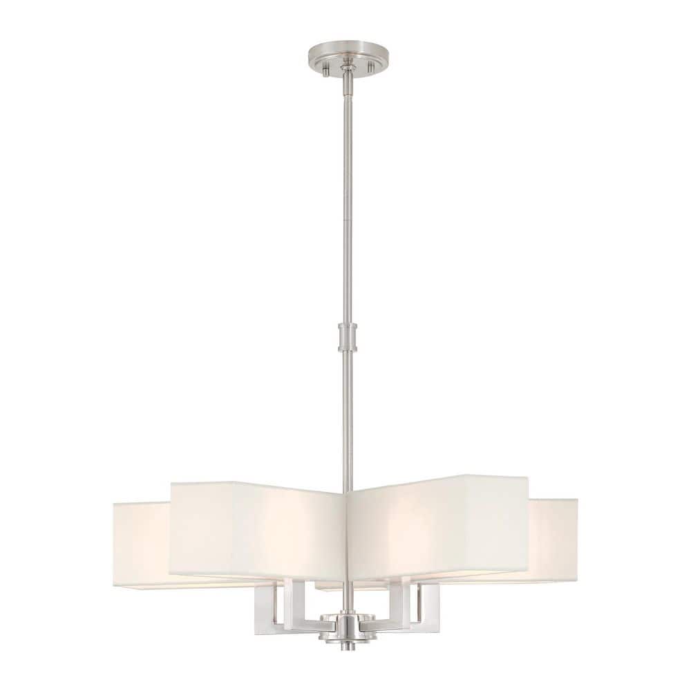 Fountaine 5-Light Brushed Nickel Chandelier with Off-White Fabric Shades price history on PriceWatchPro