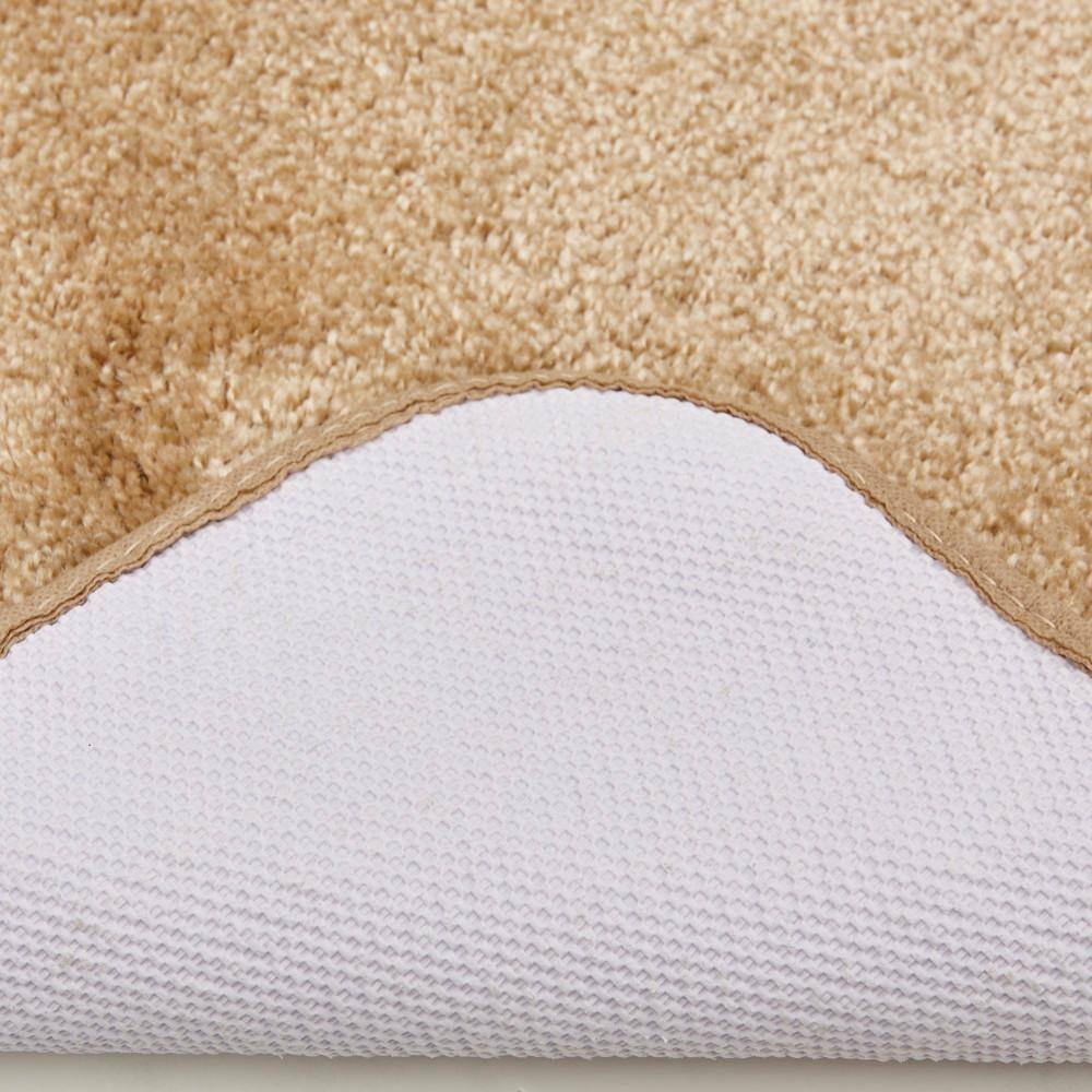 Tan Polyester Flat Pile Machine-Made Bath Rug