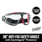Protector Gray/Red Anti-Fog Goggles with Clear Lens