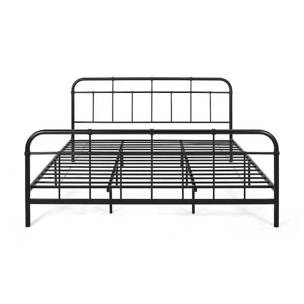 Noble House Berthoud Flat Black Metal King Bed Frame 70708 - The Home Depot