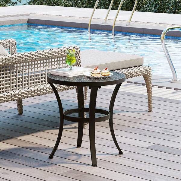 thumbnail image 2 of Outdoor Side Tables With Flower Cut Outs, Weather Resistant Steel Patio Side Table Small Round Outdoor End Table Metal Side Table For Patio Yard Balcony Garden Black W114760490 2 of 10