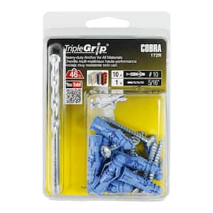 Triple Grip #10 x 1-1/2 in. Plastic Self-Drilling  with Screw Philips and Slot Head 46lbs. Anchors (10-Pack)