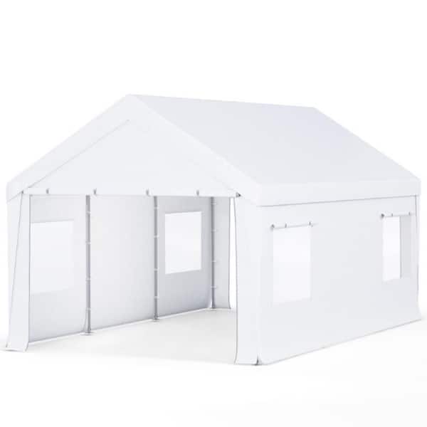10 ft. W x 20 ft. D x 9.2 ft. H White Portable Carport, Heavy Duty Garage with Galvanized Steel Frame