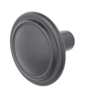 Top Ring 1-1/4 in Matte Black Classic Round Cabinet Knob (10-Pack)