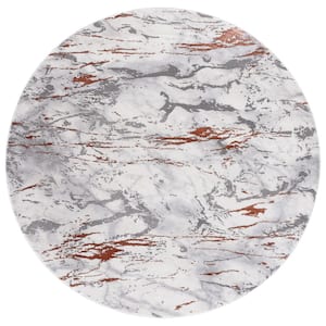 Craft Gray/Brown 7 ft. x 7 ft. Abstract Marble Round Area Rug