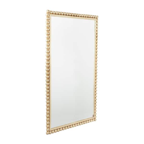 40 in. x 24 in. Rectangle Framed Gold Wall Mirror with Beaded Detailing