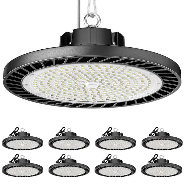 8 Pack LED High Bay Lights 200W, 30000LM 6500K UFO High Bay Led Shop Lights w/ Plug for Workshop Factory Barn Garage