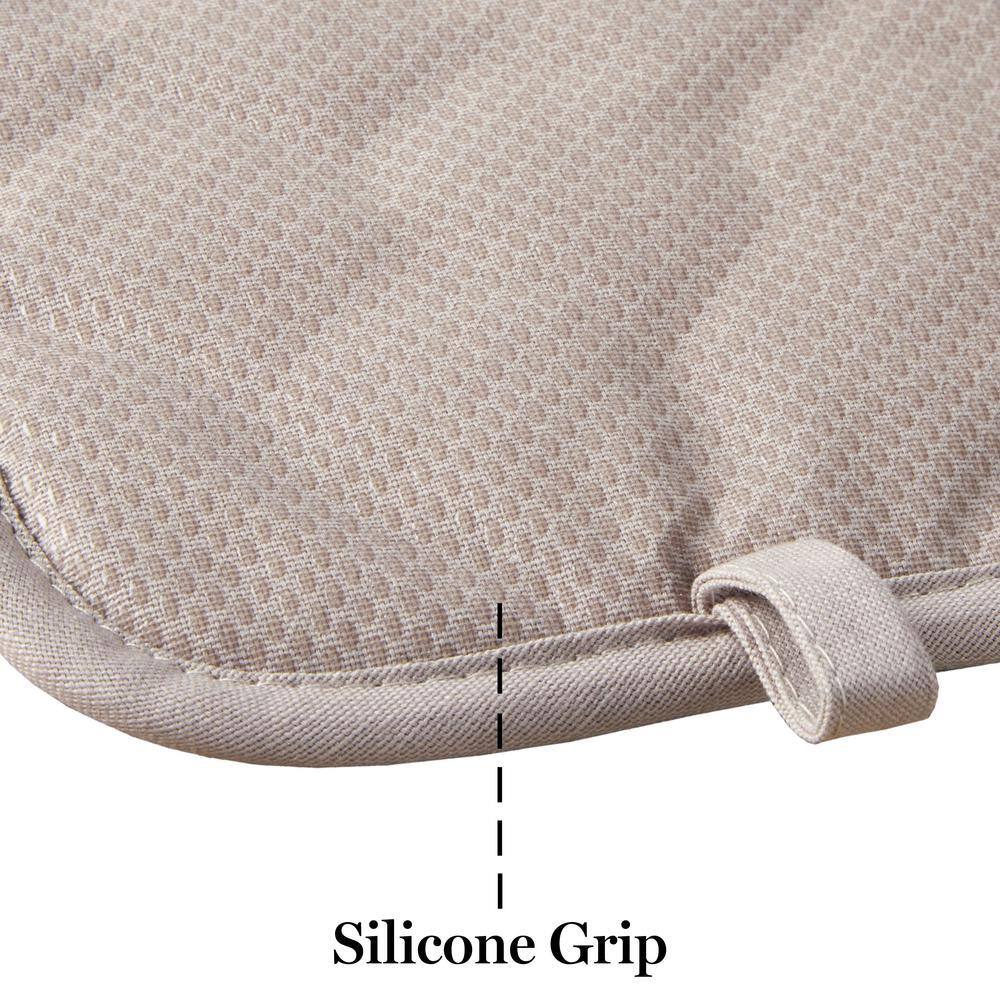 Beige and Brown Silicone Stripe Pot Holder Set