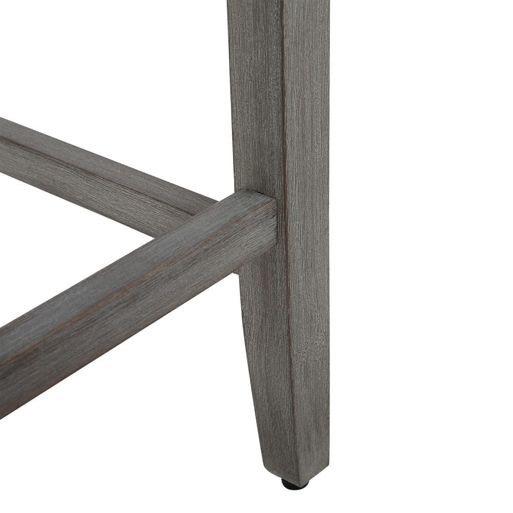 Antique Gray 24" Backless Saddle Counter Stool with Gray Linen Seat