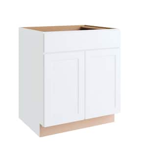 Courtland 30 in. W x 24 in. D x 34.5 in. H Assembled Shaker Base Kitchen Cabinet in Polar White