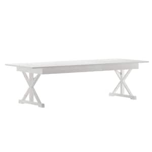 108 in. Rectangle Antique Rustic White Wood with Wood Frame and Trestle Base Dining Table (Seats 10)