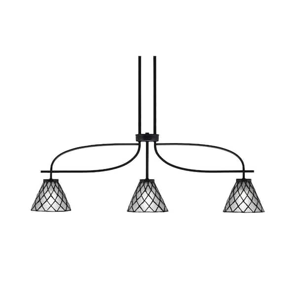 Unbranded Olympia 3-Light Matte Black Billiard Light with 14 in. Matte Black Cone Metal Shades, no blulbs included