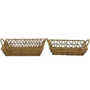 Metal Handmade Storage Basket with Handles (Set of 2)