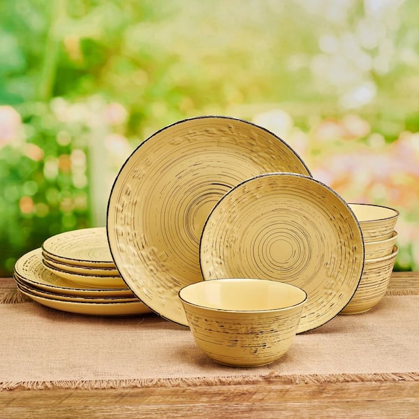 Pfaltzgraff Trellis Sunflower 12-Pieces Stoneware Dinnerware Set