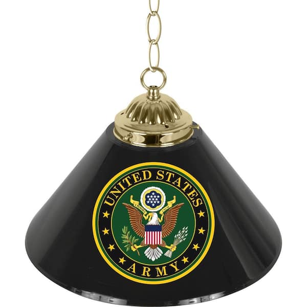 Trademark Global United States Army Symbol 14 in. Single Shade Stainless Steel Hanging Lamp