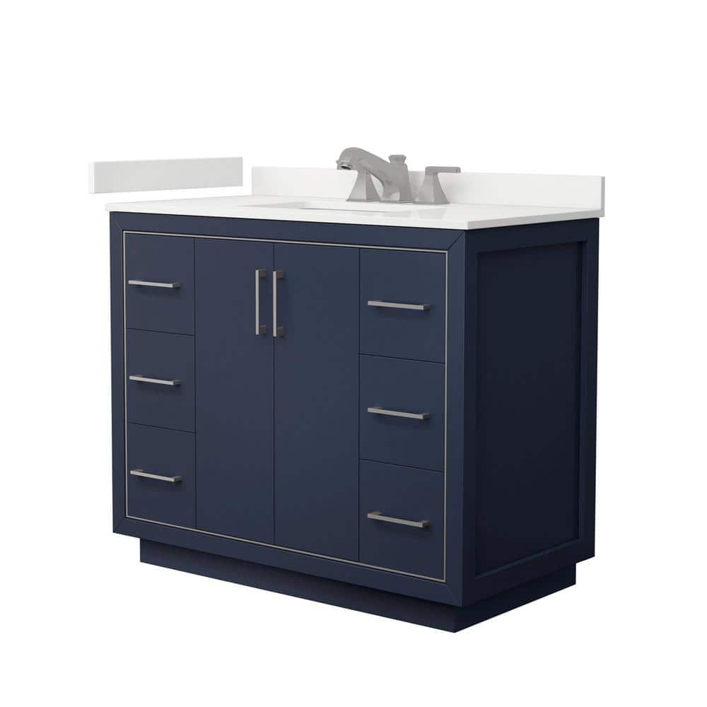 Icon 42 in. W x 22 in. D x 35 in. H Single Bath Vanity in Dark Blue with White Quartz Top price history on PriceWatchPro