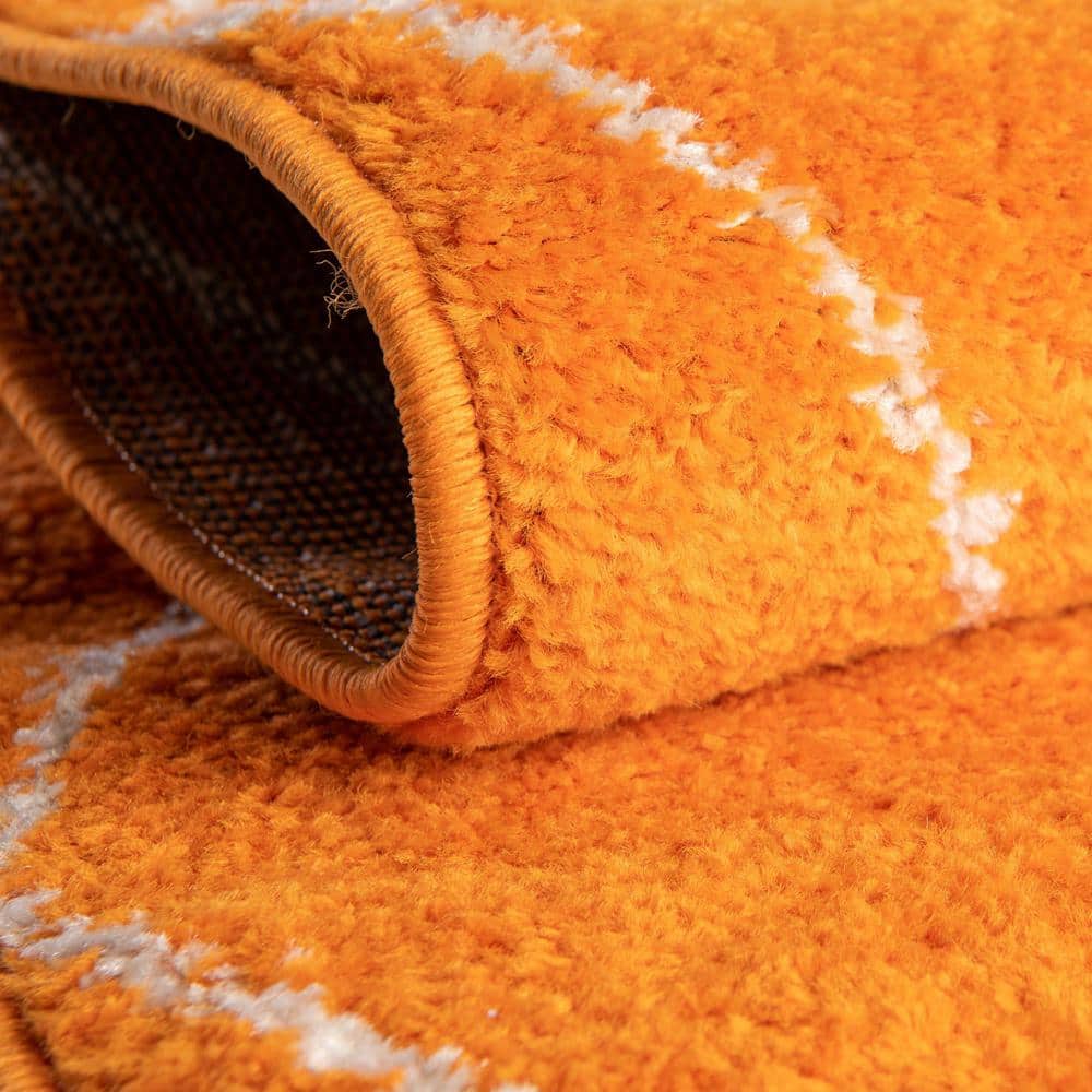 Orange Geometric Trellis Synthetic Indoor Area Rug