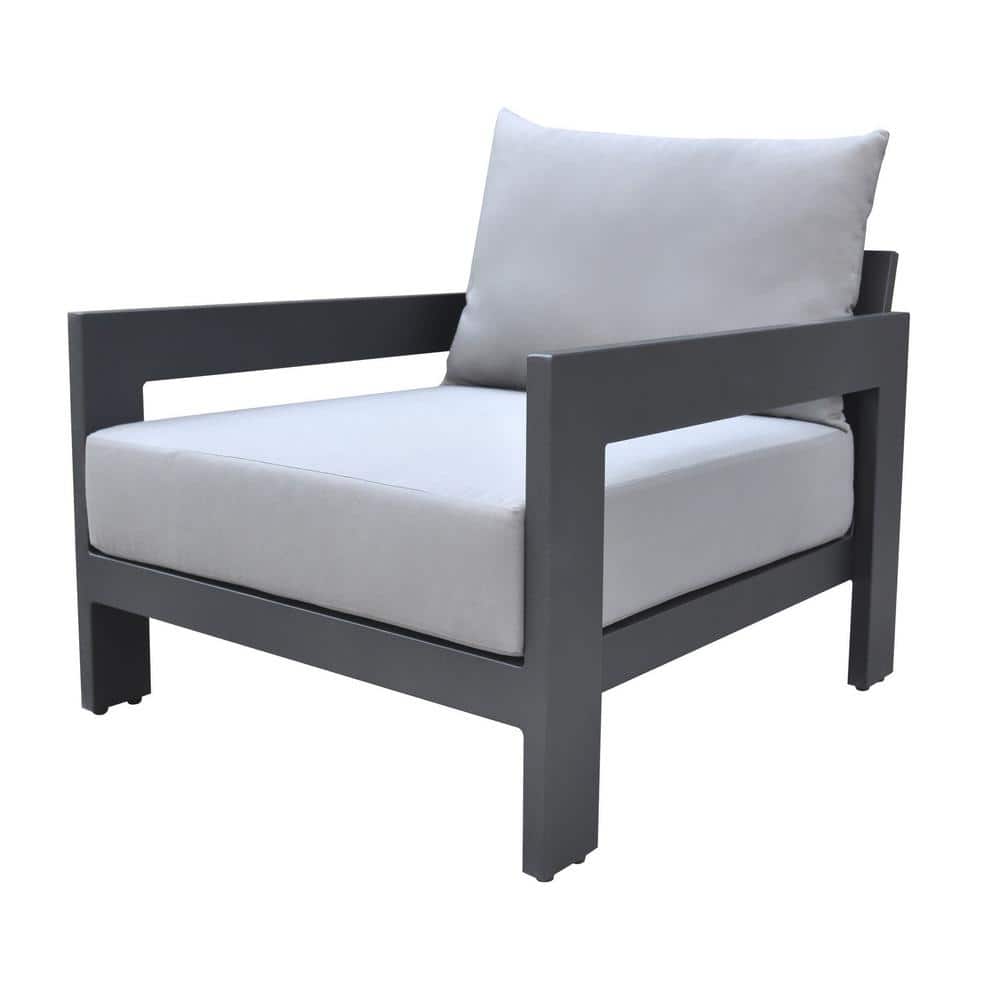 Renava Wake Charcoal Aluminum Outdoor Lounge Chair with Charcoal Cushion