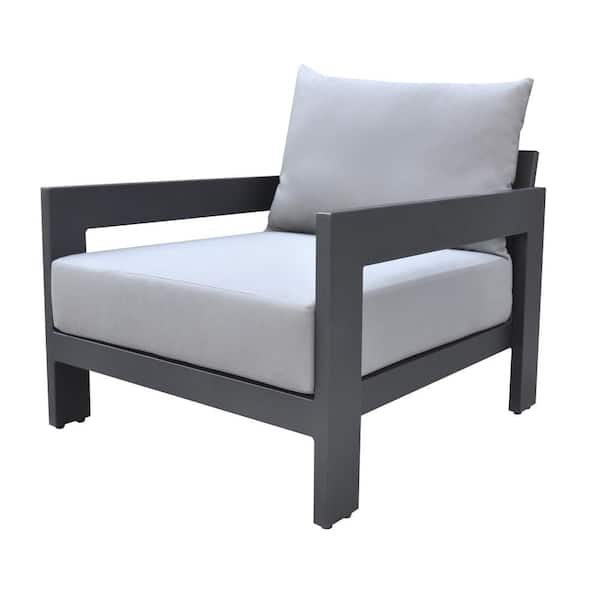 Unbranded Renava Wake Charcoal Aluminum Outdoor Lounge Chair with Charcoal Cushion
