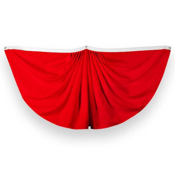 G128 3 ft. x 6 ft. Printed Polyester Solid Red Bunting Fan Flag with Canvas Header Brass Grommets