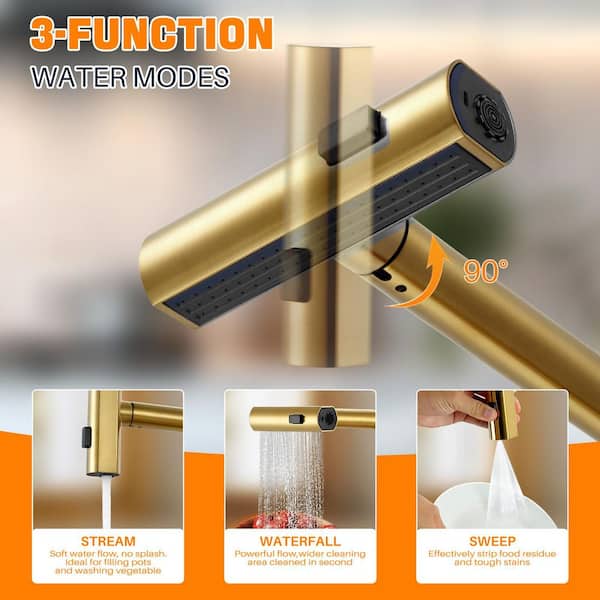 砂金（24K） 砂金（24K） Single Handle Pull-Down Touch2O® Technology Kitchen
