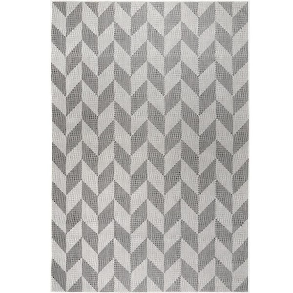 Patio Country Calla Black/Grey 2 ft. x 3 ft. Herringbone Indoor/Outdoor Area Rug