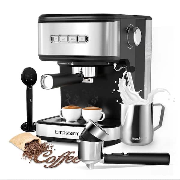 20-Bar 2 Cups Stainless Steel Semi-Automatic 3-in-1 Espresso Machine and Cappuccino Maker with Manual Frother