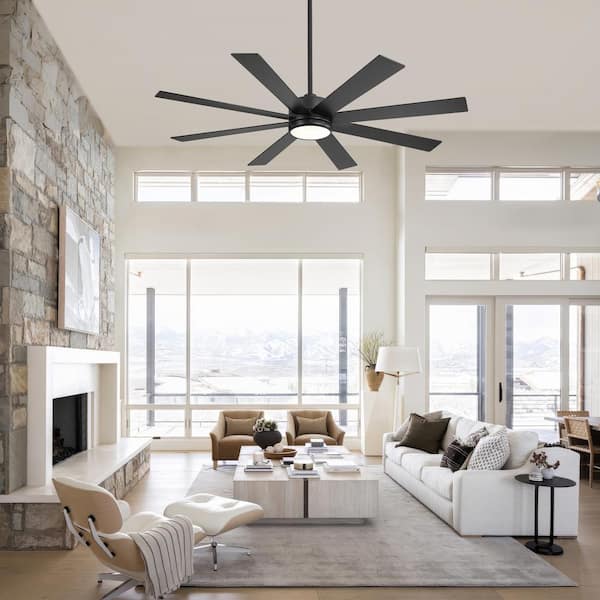 Wesley 65 in. Integrated LED Indoor Black Ceiling Fans with Light and Remote Control Included