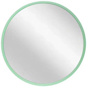 Calliope 20 in. W x 20 in. H Contemporary Round Wall Mirror - Matte Meadow Mint Metal Frame