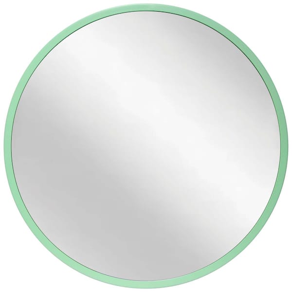 Infinity Instruments Calliope 20 in. W x 20 in. H Contemporary Round Wall Mirror - Matte Meadow Mint Metal Frame