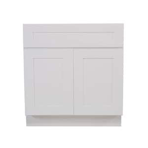 Brookings Plywood Assembled Shaker 30x34.5x24 in. 2-Door Sink Base Kitchen Cabinet in White