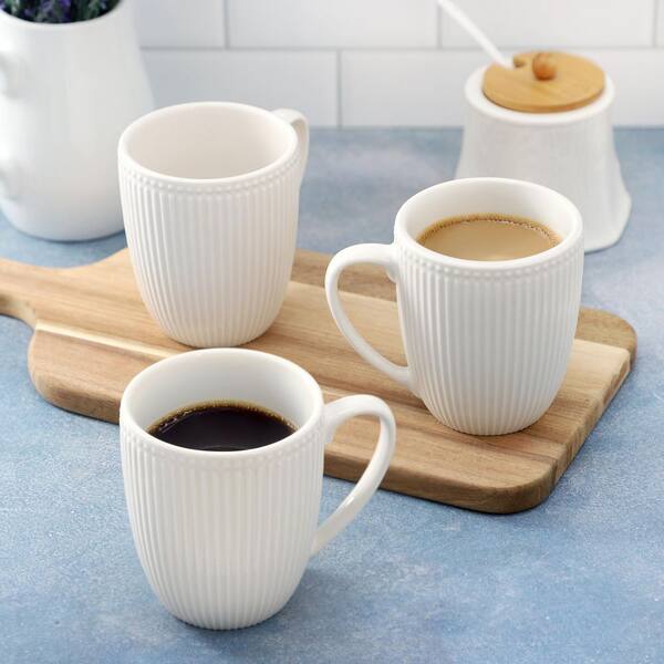 Elama Gretel 12 oz White Stoneware Beverage Mug (Set of 6