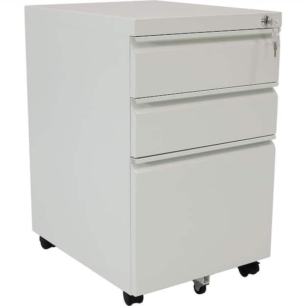 CASL Brands Rolling Steel 3-Drawer Wheeled Mobile File Cabinet with Lock