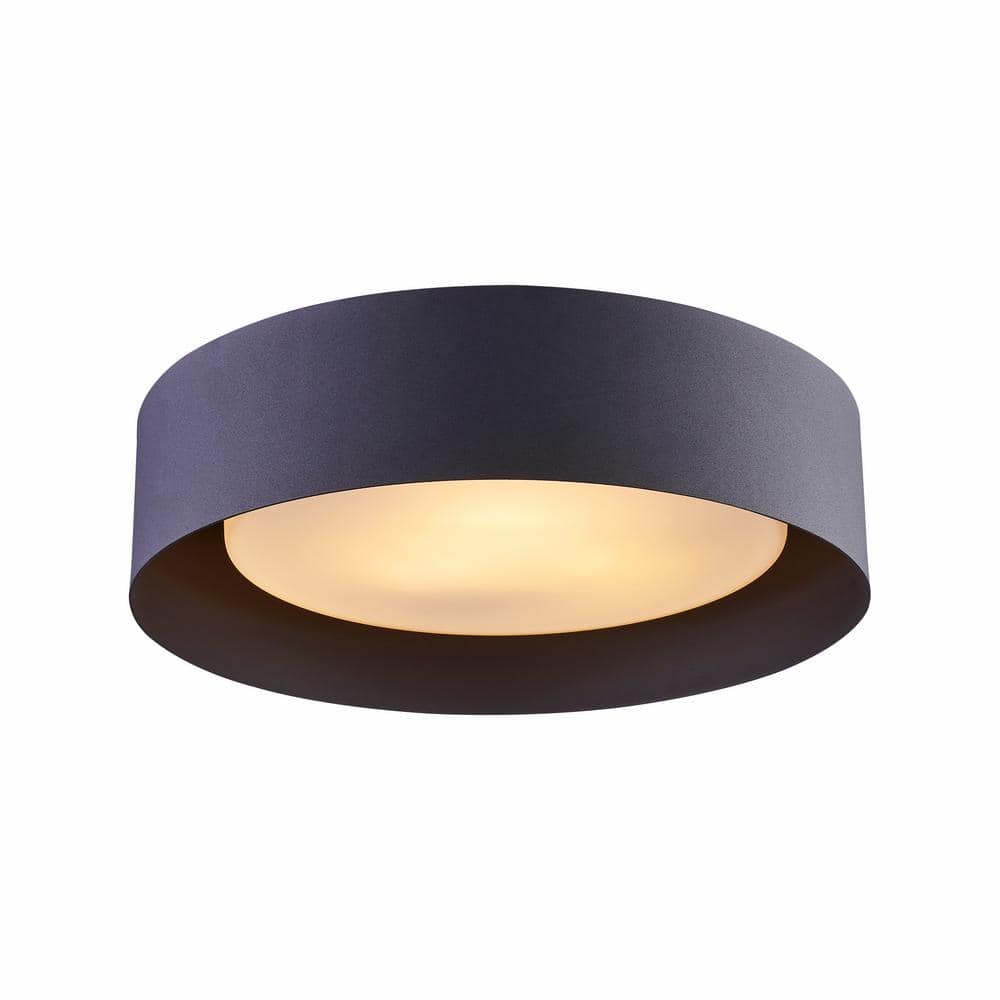Modern Black Aluminum Flush Mount Ceiling Light with Frosted Glass Shade