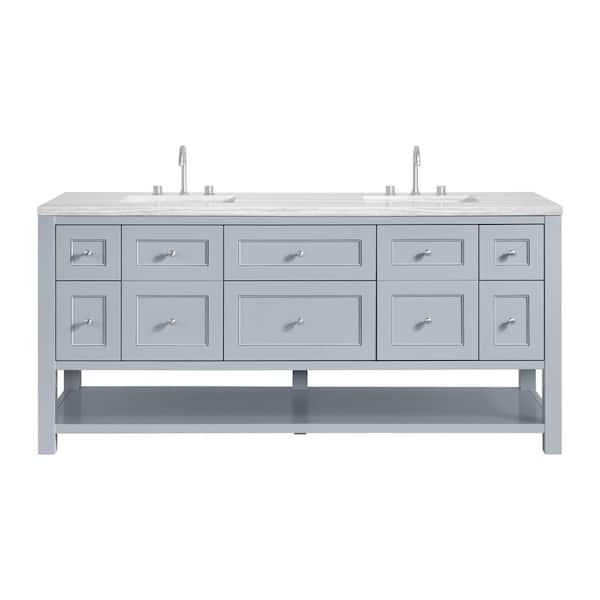 Breckenridge 72.0 in. W x 23.5 in. D x 34.25 in. H Double Bath Vanity in Serenity Blue w/ Solid Surface Arctic Fall Top