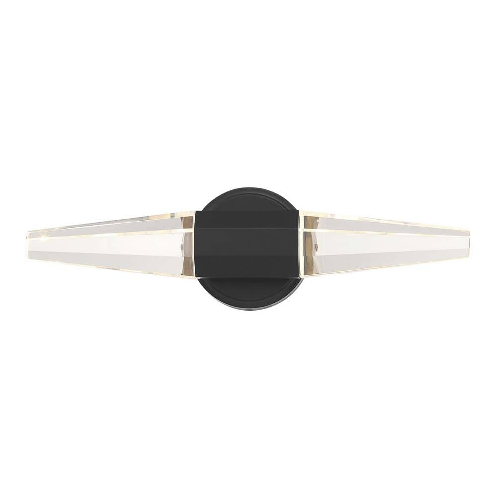 Beaumont 18 in. W x 5.25 in. H Black Lustre LED Contemporary Bathroom Vanity Light with Crystal Shades price history on PriceWatchPro