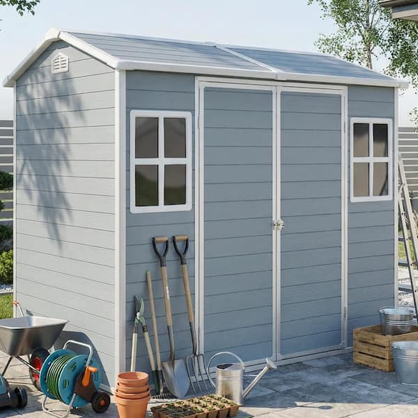 ToolCat 8 x 4 ft. Resin Plastic Outdoor Storage Shed with Windows