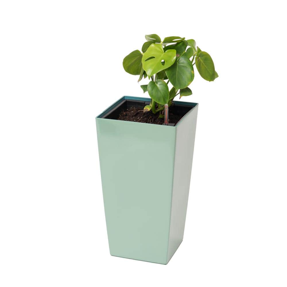 XBRAND 22 4 In H Turquoise Plastic Self Watering Indoor Outdoor Square   Turquoise Plant Pots Swpl68tr 64 1000 