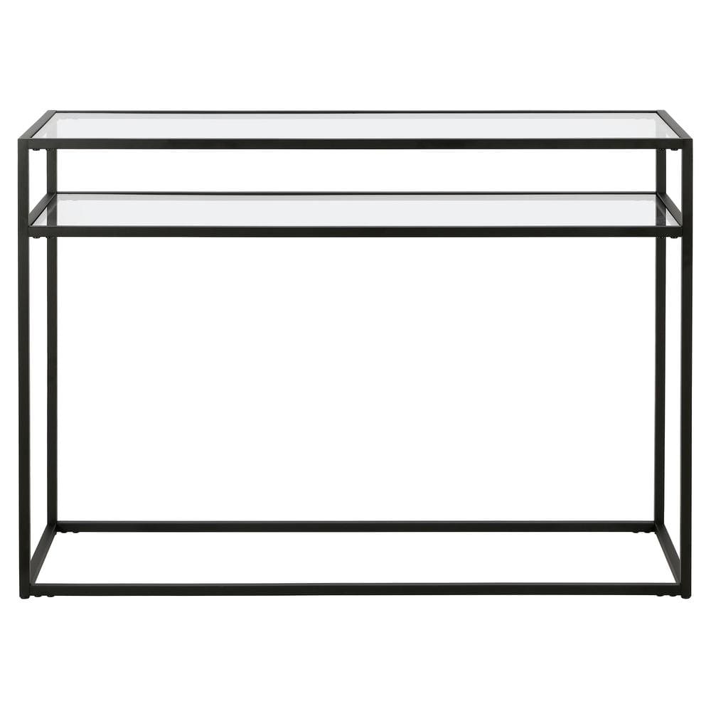 Marissa 42'' Blackened Bronze Console Table with Tempered Glass Shelves