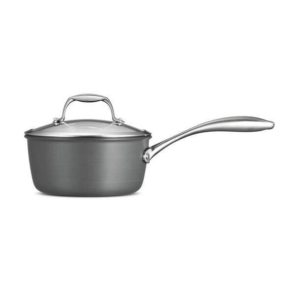 Tramontina Gourmet 2 qt. Hard-Anodized Aluminum Nonstick Sauce Pan in Slate Gray with Glass Lid