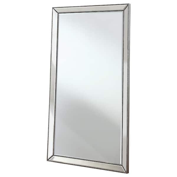 Best Master Furniture Winney 79 in. H x 44 in. W Silver Mirrored Floor Mirror
