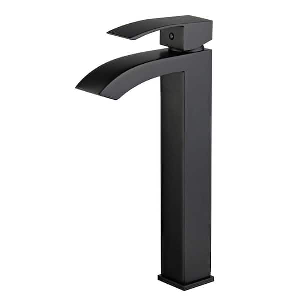 Bellaterra Home Palma Single Hole Single-Handle Bathroom Faucet with Overflow Drain in New Black