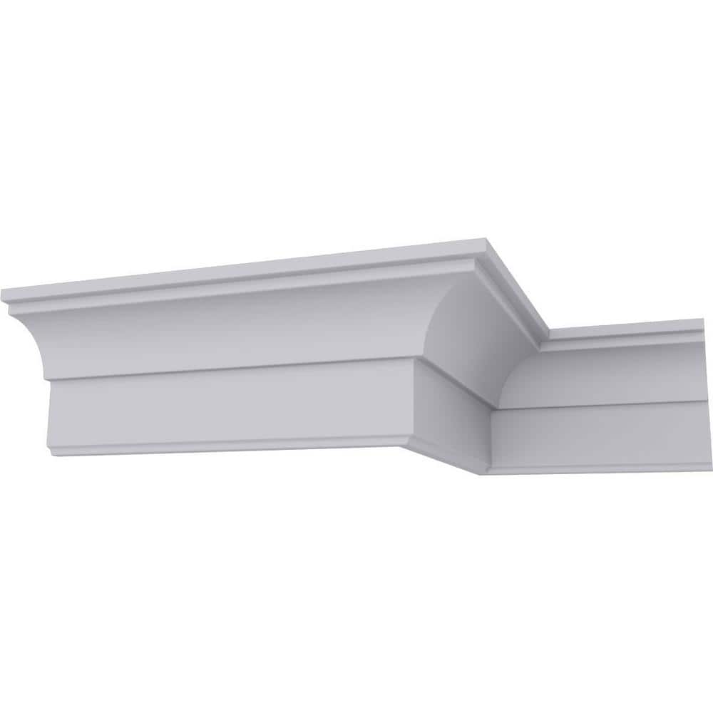 Primed White Polyurethane Classic Crown Moulding Sample, 12" Length