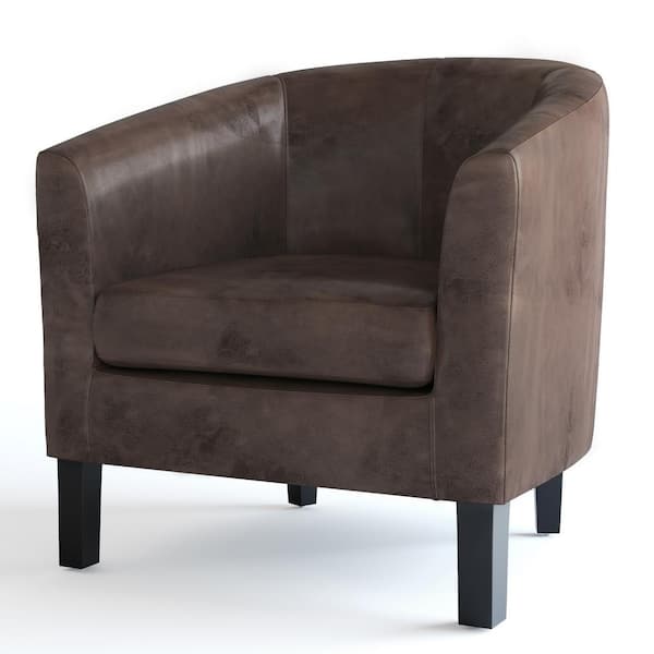 tan faux leather tub chair