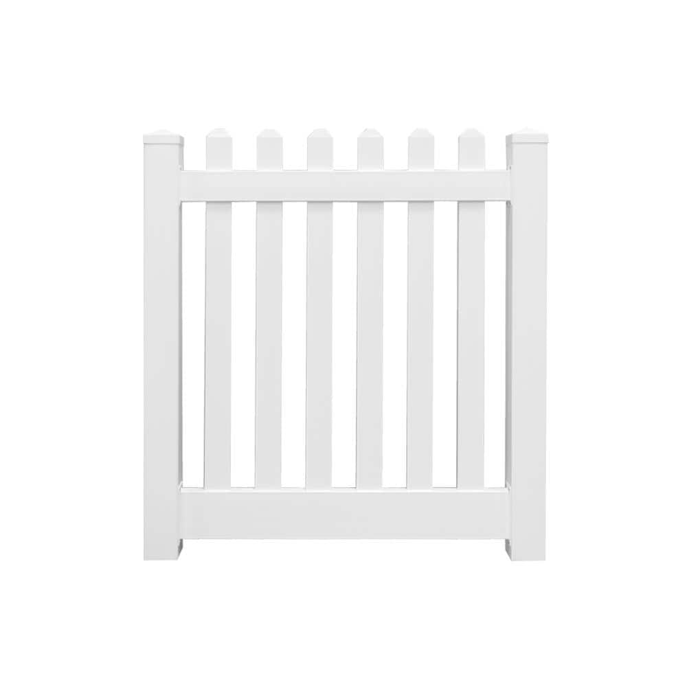 Weatherables Plymouth 5 ft. W x 3 ft. H White Vinyl Picket Fence Gate