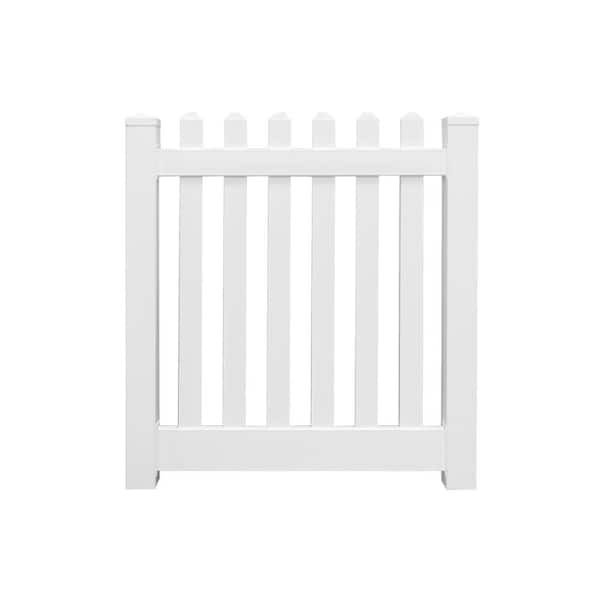 Weatherables Plymouth 5 ft. W x 4 ft. H White Vinyl Picket Fence Gate Kit Includes Gate Hardware