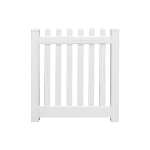 Plymouth 5 ft. W x 5 ft. H White Vinyl Picket Fence Gate Kit Includes Gate Hardware